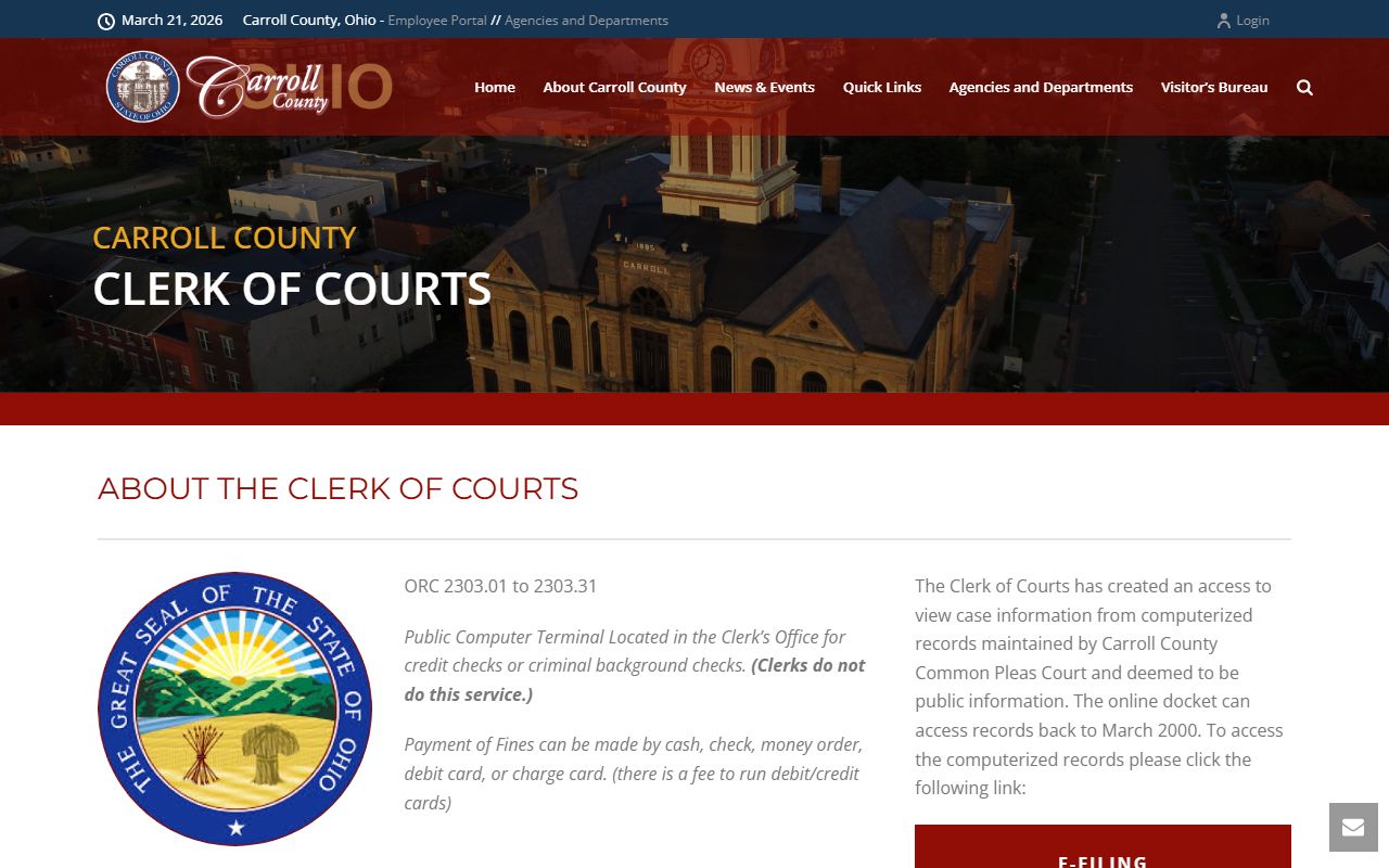 Carroll County divorce decree clerk of courts office