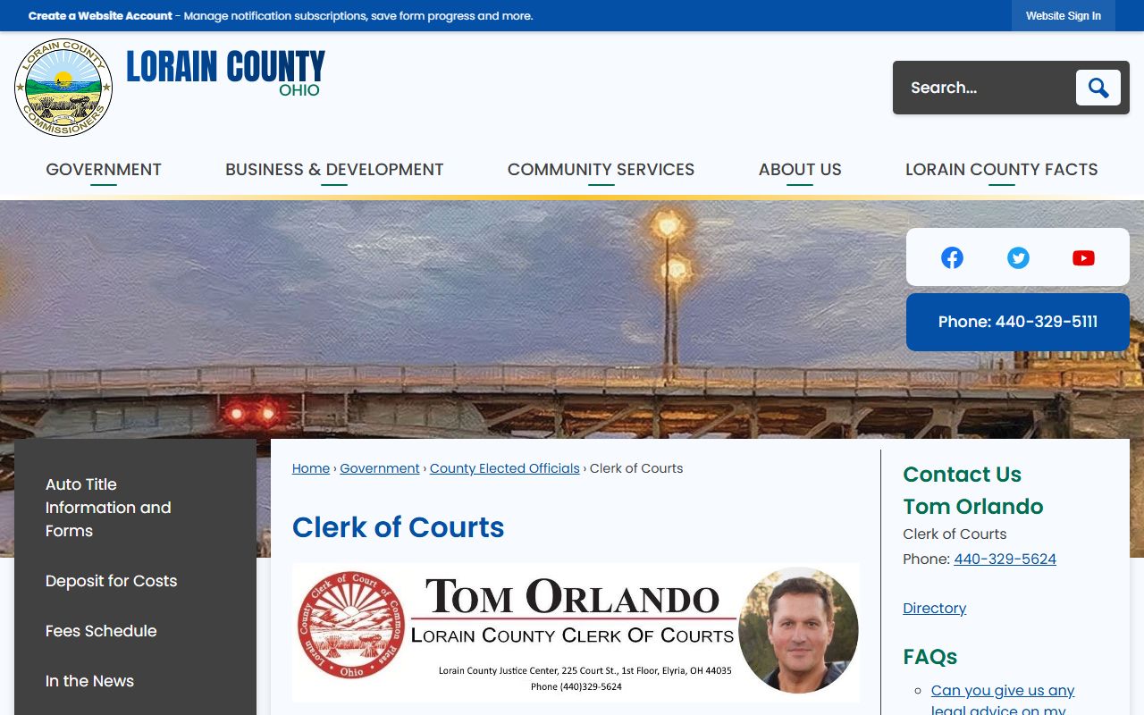 Lorain County divorce decree clerk of courts website