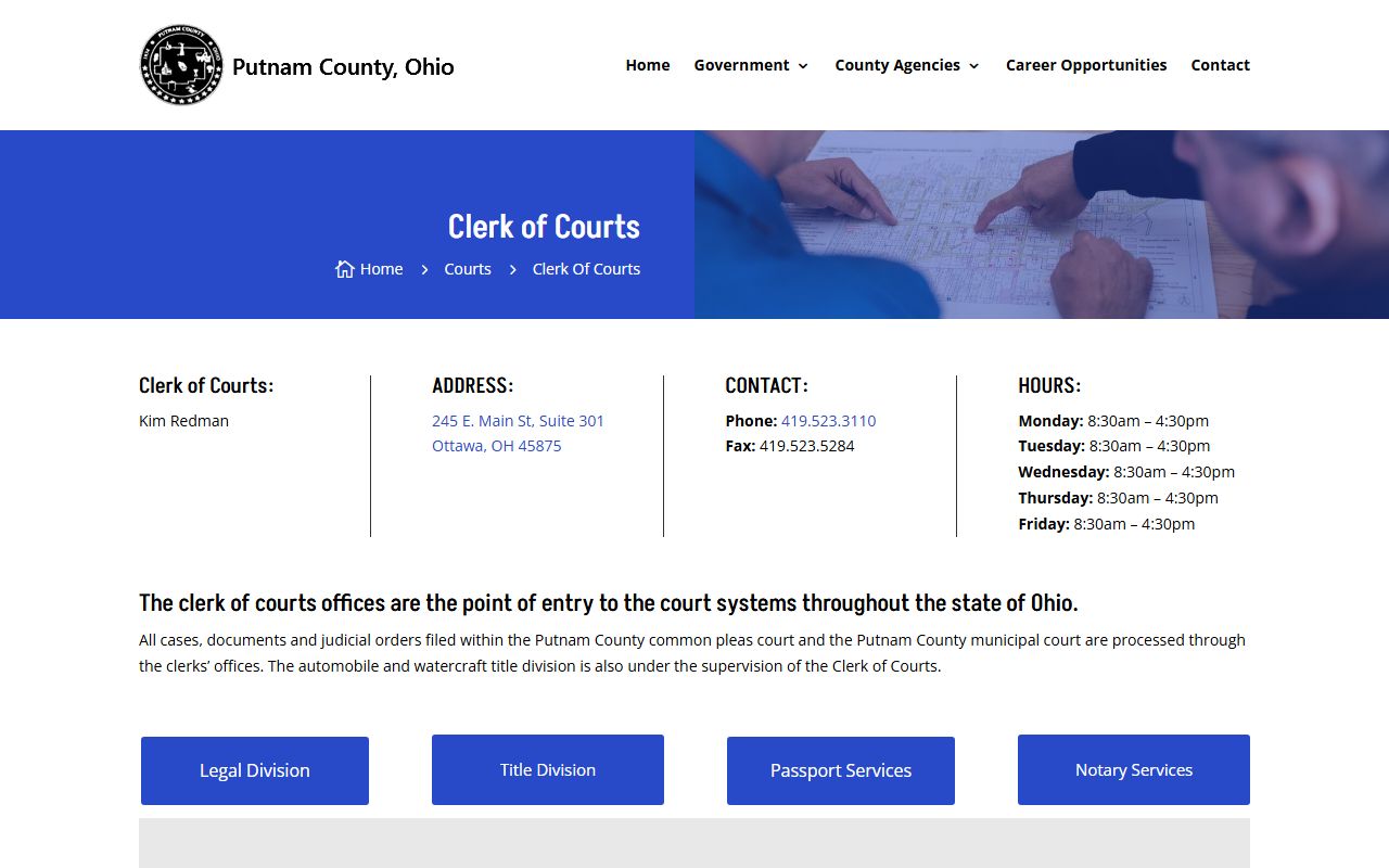 Putnam County divorce decree clerk of courts records
