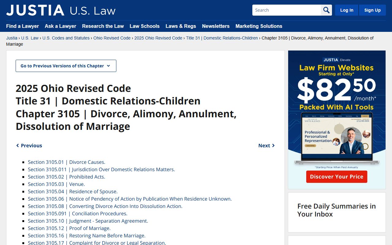 Justia Ohio Revised Code divorce decree statutes
